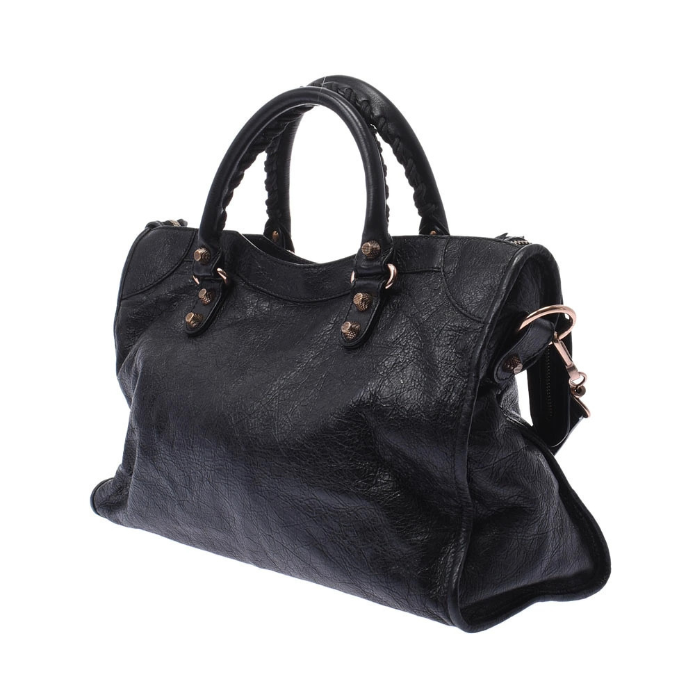 Balenciaga The Black City Leather Handbag PG Embossed Bag Giant